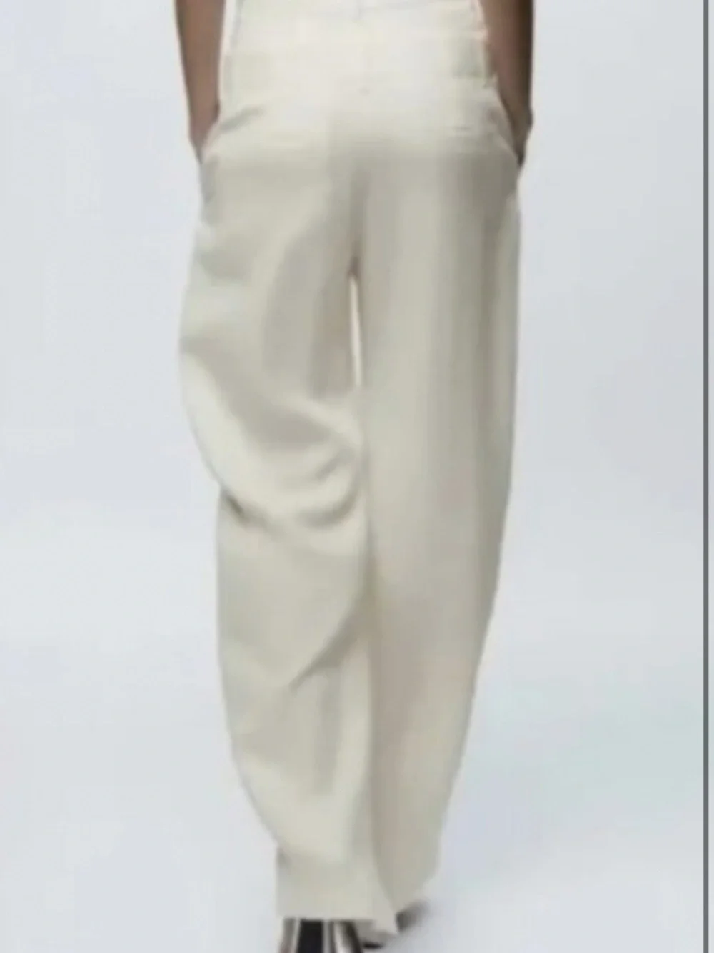 Zara Double Waistband Linen Blend Pants | Oyster White | NWT | Sze Small